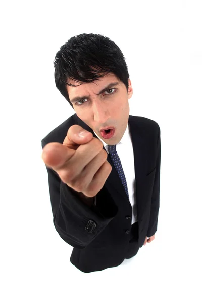 Businessman shaking his finger in anger — Stock Photo, Image