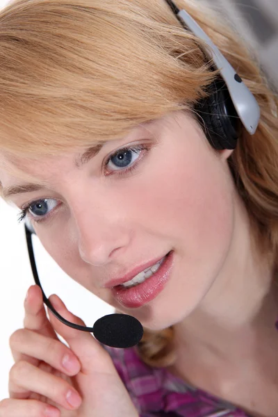 Woman in a headset — Stock Photo, Image