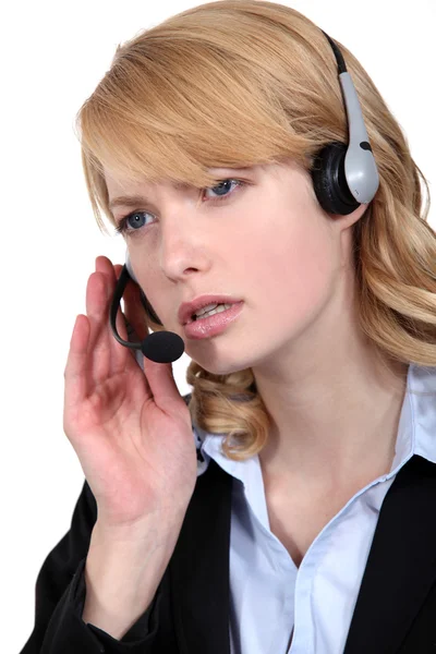 Trabalhador de call center preocupado — Fotografia de Stock