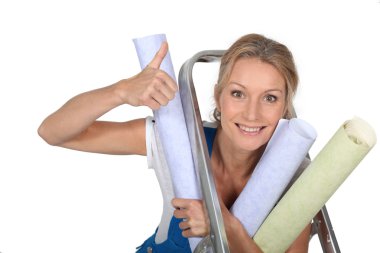 Woman with wallpaper clipart