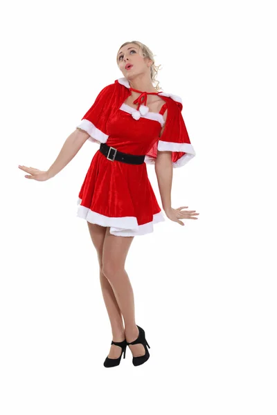 Porträt einer Frau im Weihnachtsmann-Kostüm — Stockfoto