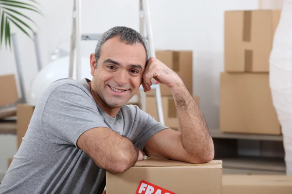 Man with moving cartons — Stock Photo, Image