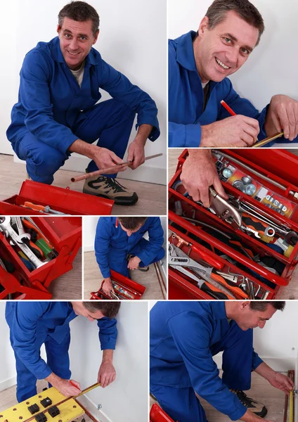Collage de manitas con caja de herramientas — Foto de Stock