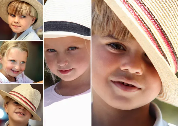 Děti nosí klobouky — Stock fotografie