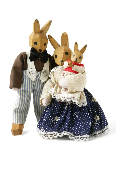 Handgemaakte houten konijnen — Stockfoto