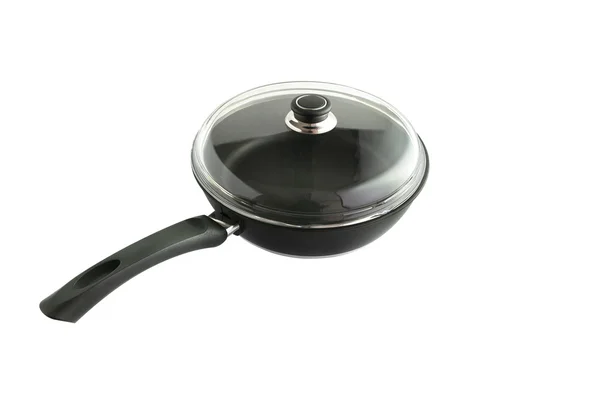 Saucepan covered by glass lid — Stock Photo, Image