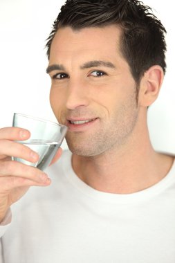 Man with a glass of water clipart