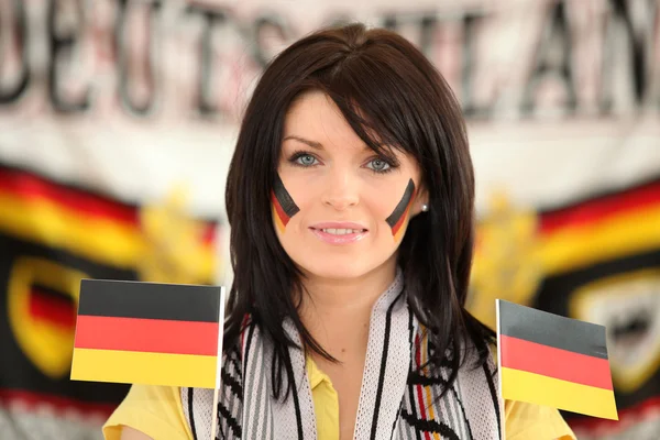 Brunette Germany supporter — Stock Photo, Image