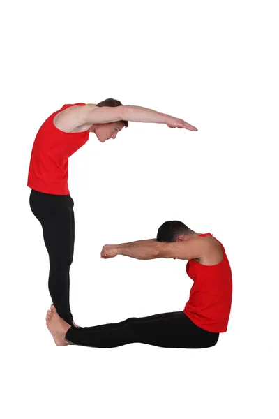 Duo of gymnasts — Stock Photo, Image