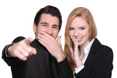 Young couple laughing clipart