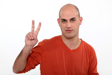 Man giving the peace sign clipart