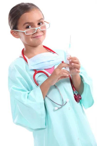Menina vestida de médico — Fotografia de Stock