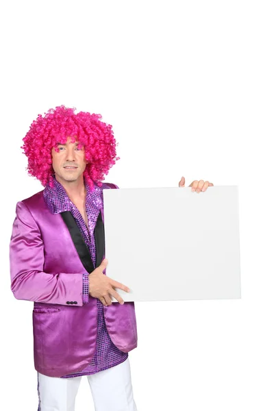 Muž s růžovou parukou — Stock fotografie