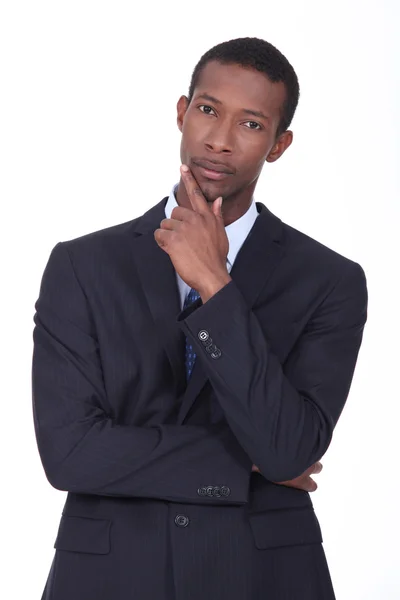 Pensativo hombre de negocios afroamericano — Foto de Stock