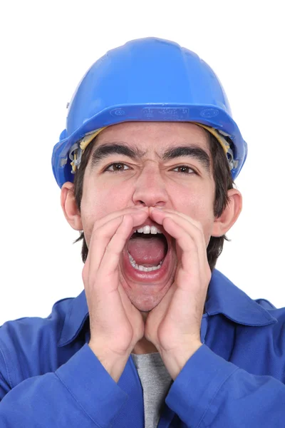 Dělník, křičí — Stock fotografie