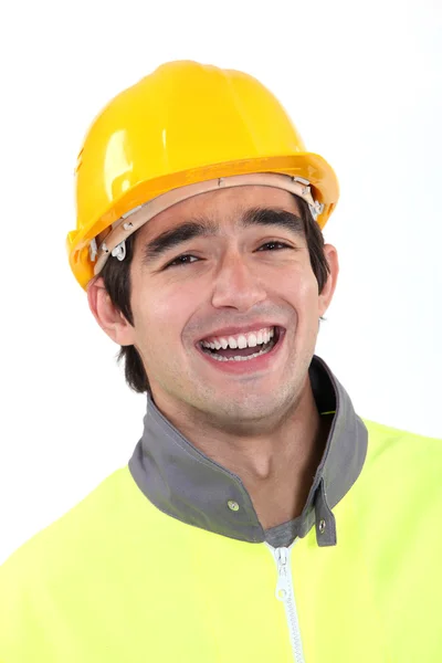 Worker wearing reflective jacket — Stock Photo, Image
