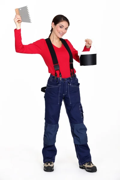 Female plasterer — Stock Photo, Image