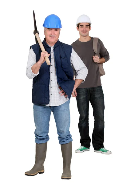 stock image Two workers with axe