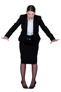 Businesswoman on the edge clipart