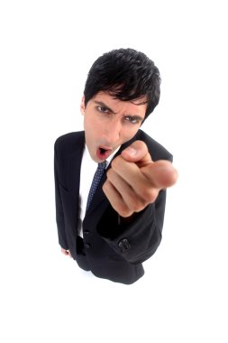 Angry businessman pointing you clipart