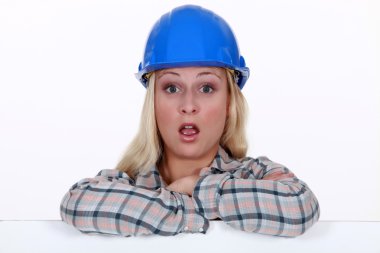 A surprised construction worker clipart