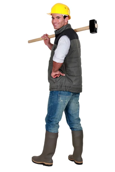 Homem com martelo de trenó — Fotografia de Stock