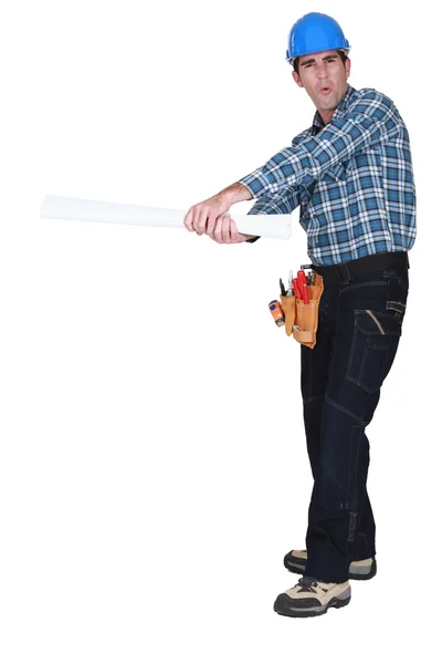 Build batting with plans — Stock Photo, Image