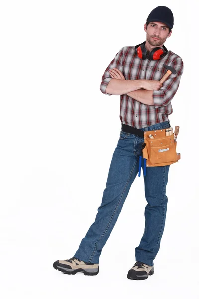 Builder stood with arms folded — Stock Photo, Image