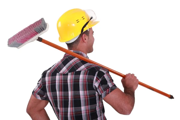 Workers with brush — Stock Photo, Image