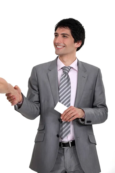 Businessman greeting — Stock Photo, Image