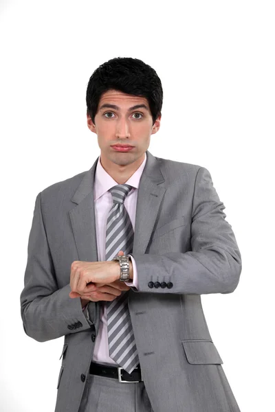 Businessman realizing he is late — Stock Photo, Image