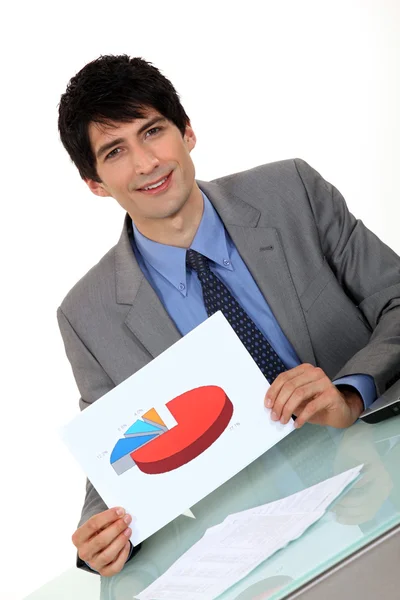 Businessman with a pie chart — Stock Photo, Image