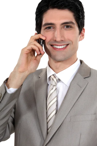 Szczęśliwy biznesmen z telefonu komórkowego — Zdjęcie stockowe