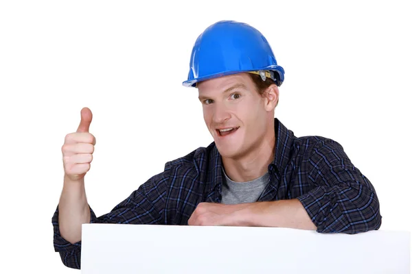 Builder with his thumb up — Stock Photo, Image