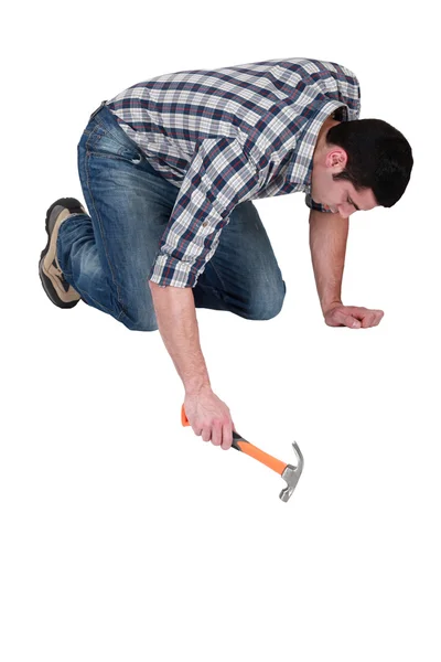 Man using a hammer — Stock Photo, Image