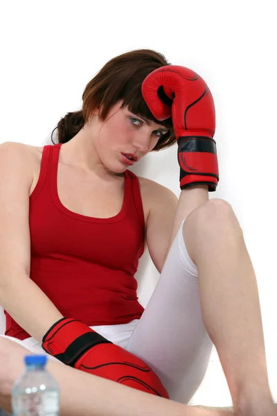Boxeadora cansada — Foto de Stock