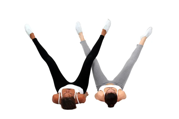 Två balettdansare stretching — Stockfoto