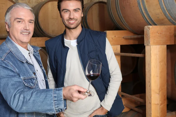 Winegrowers in warehouse — Stock Photo, Image