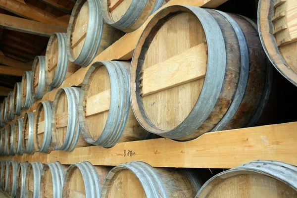 Barrels stored in a cellar — Stock Photo, Image