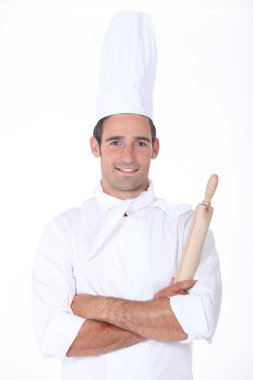 Male chef with rolling pin clipart