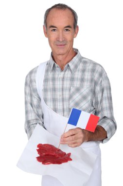 Butcher with French steak clipart