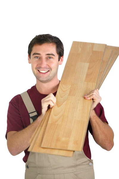 Can carrying laminate flooring — Stock Photo, Image