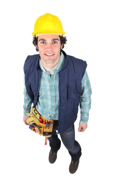 Tiro de alto ângulo de um trabalhador da construção — Fotografia de Stock
