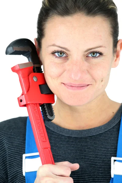 Ritratto di una donna idraulico — Foto Stock