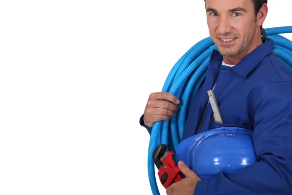 stock image Close-up worker holding helmet