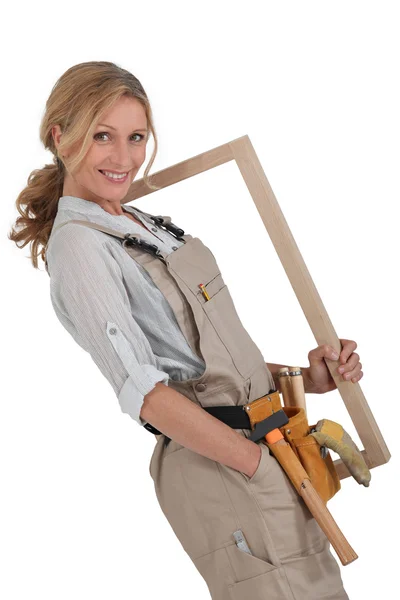 Kadın marangoz — Stok fotoğraf