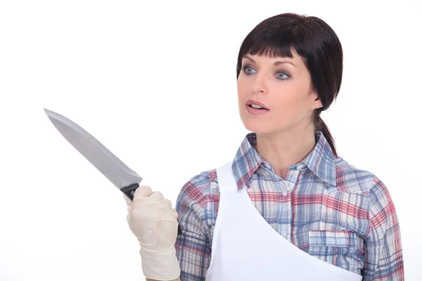 Žena s nožem — Stock fotografie