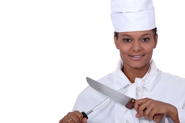 Girl dressed as a cook — Stock Photo, Image