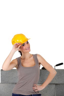 Female bricklayer clipart