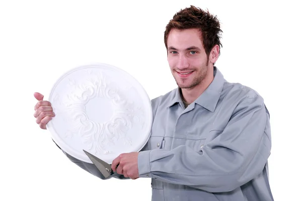 Man with rosette — Stock Photo, Image